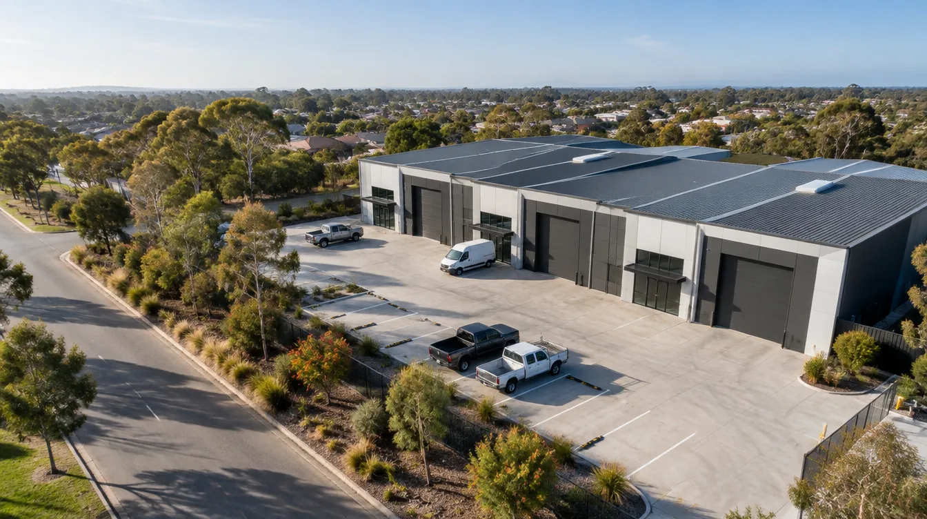 Aerial view of an Australian industrial estate